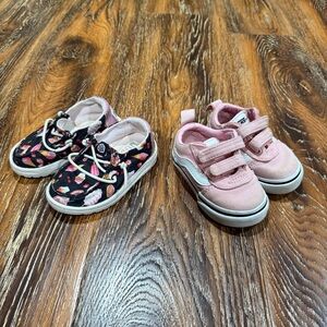 HeyDude & Vans Girls Size 3 Baby Toddler Pink & Black Shoes Bundle Ice Cream